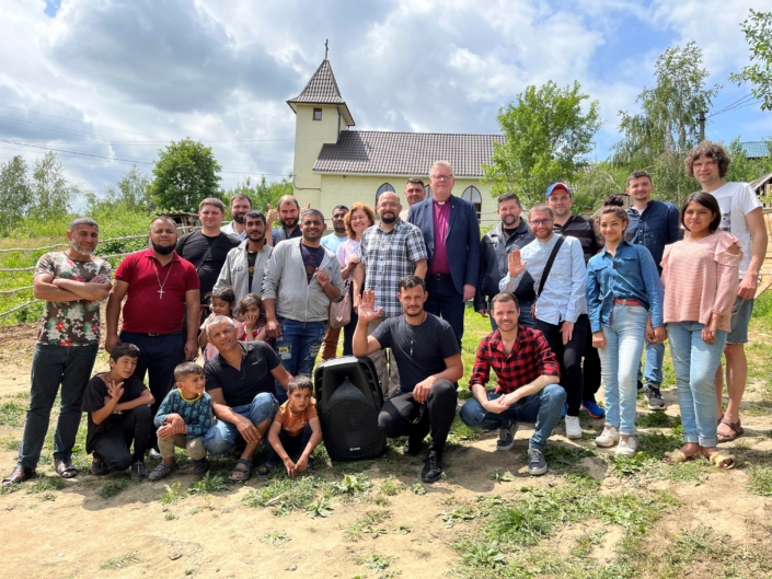 With members of the Roma church in Seredne