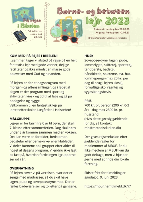 Børne- og betweenlejr 2023 – information